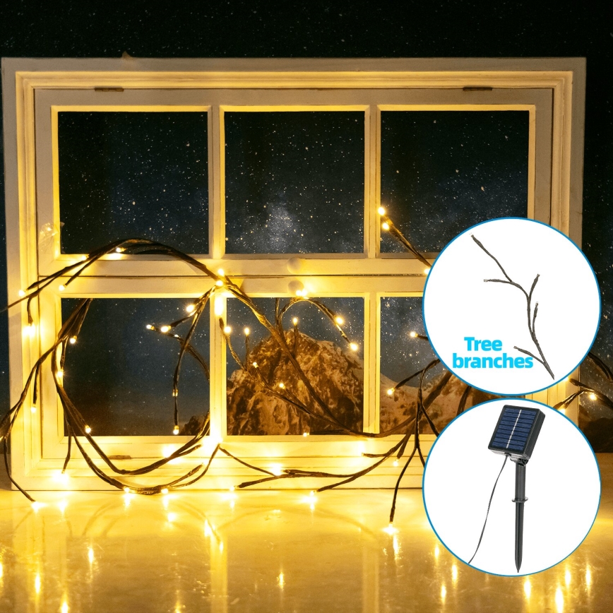 Aigostar - LED Solar chain 72xLED/4m IP65 300 mAh warm white tree branches