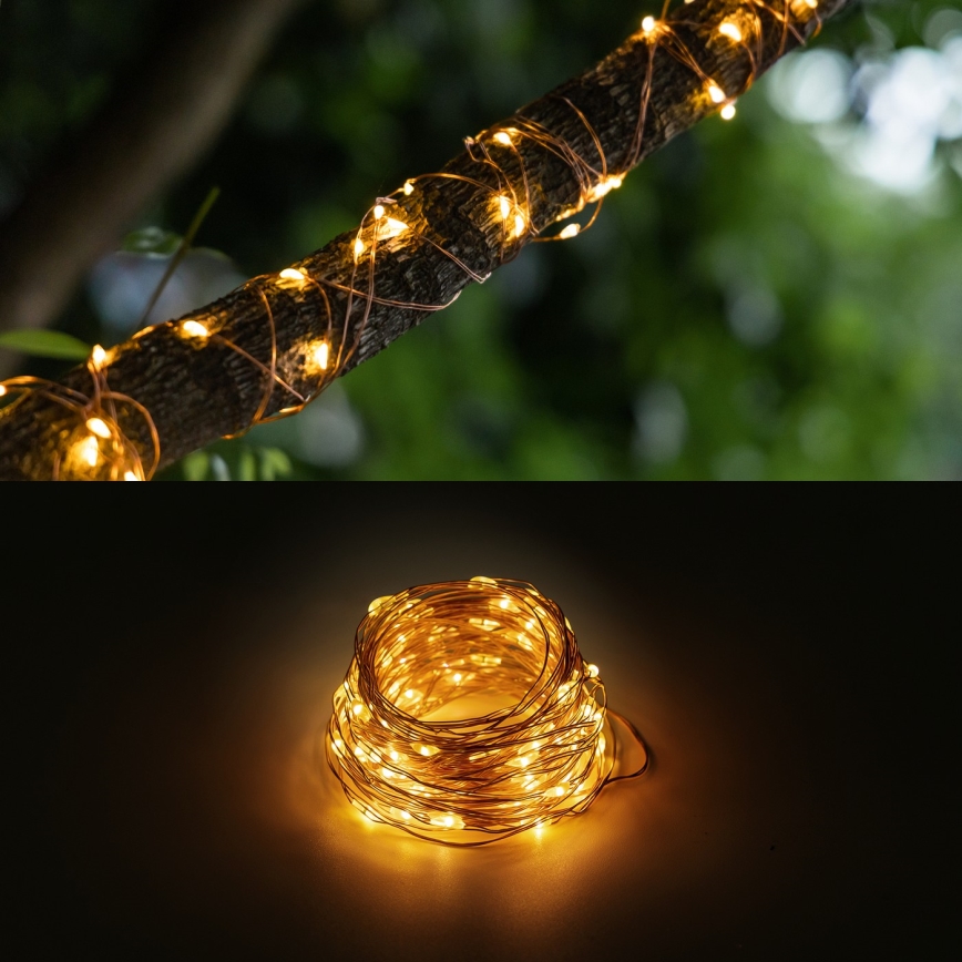 Aigostar - LED Solar chain LED/8 functions 12m IP65 warm white