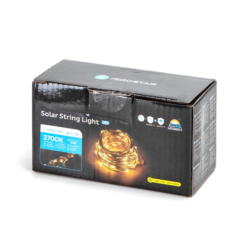 Aigostar - LED Solar chain LED/8 functions 12m IP65 warm white