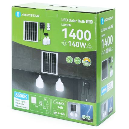 Aigostar - LED Solar chandelier 2xLED/70W/12V 12000 mAh 6500K d. 12 cm + remote control