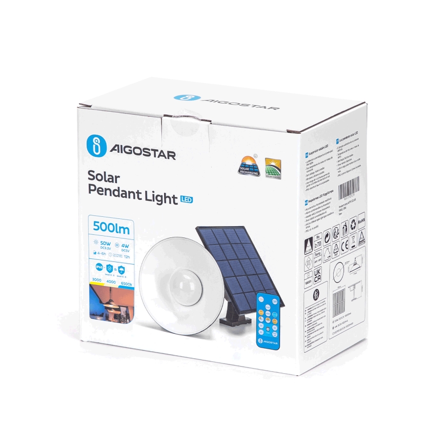 Aigostar - LED Dimmable solar chandelier on a string LED/3,2V 3000K/4000K/6500K IP65 + remote control