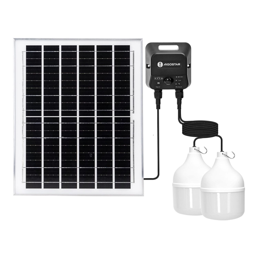 Aigostar - LED Solar chandelier with sensor 2xLED/70W/12V 12000 mAh 6500K d. 12 cm + remote control