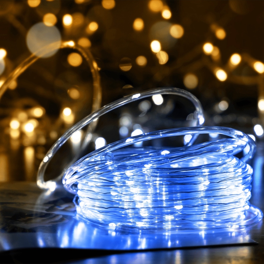 Aigostar - LED Solar Christmas chain 100xLED/8 functions 12m IP65 cool white 800 mAh