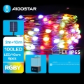 Aigostar - LED Solar Christmas chain 100xLED/8 functions 12m IP65 multicolor 800 mAh
