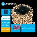 Aigostar - LED Solar Christmas chain 100xLED/8 functions 12m IP65 warm white 800 mAh
