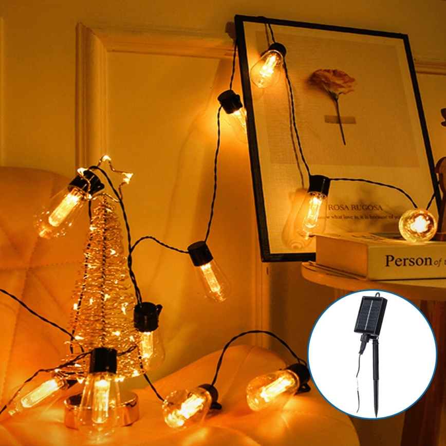 Aigostar - LED Solar Christmas chain 10xLED/6,5m IP65 warm white