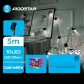 Aigostar - LED Solar Christmas chain 10xLED/8 functions 6,5m 500 mAh IP65 cool white