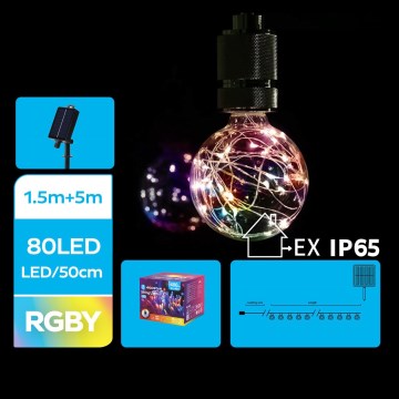 Aigostar - LED Solar Christmas chain 10xLED/8 functions 6,5m IP65 multicolor