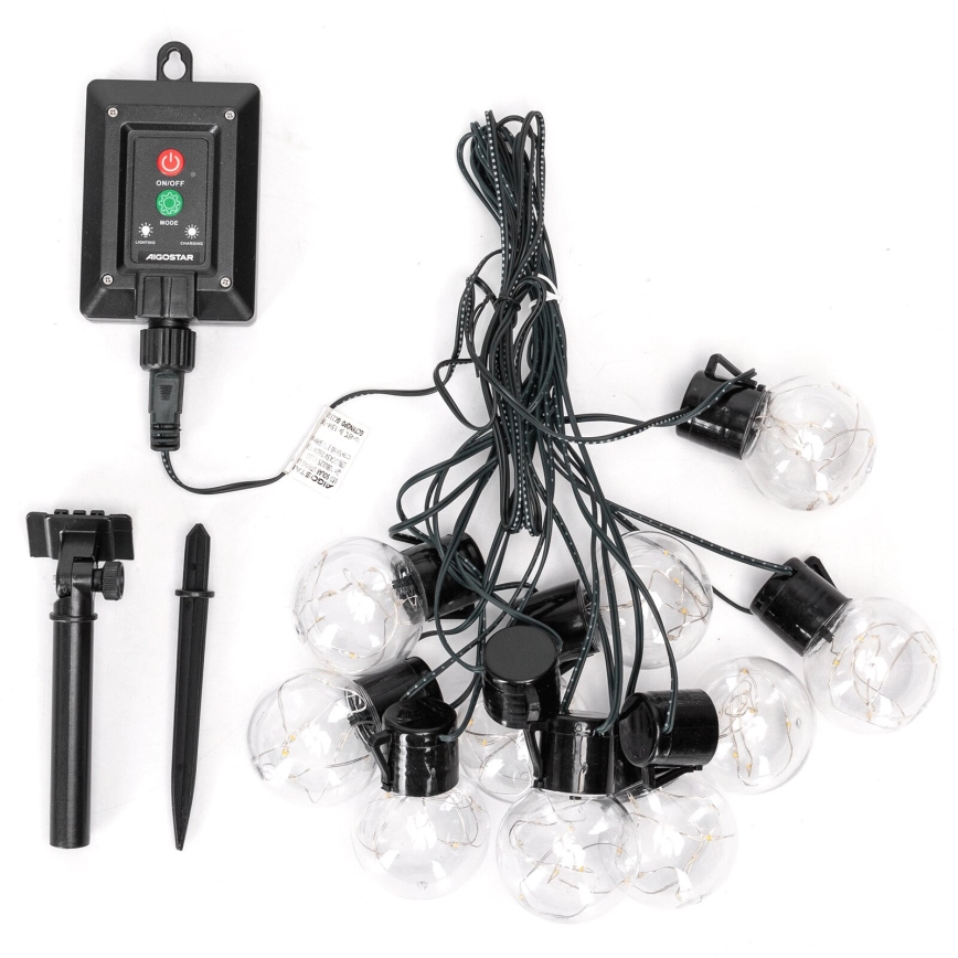 Aigostar - LED Solar Christmas chain 10xLED/8 functions 6,5m IP65 500 mAh multicolor