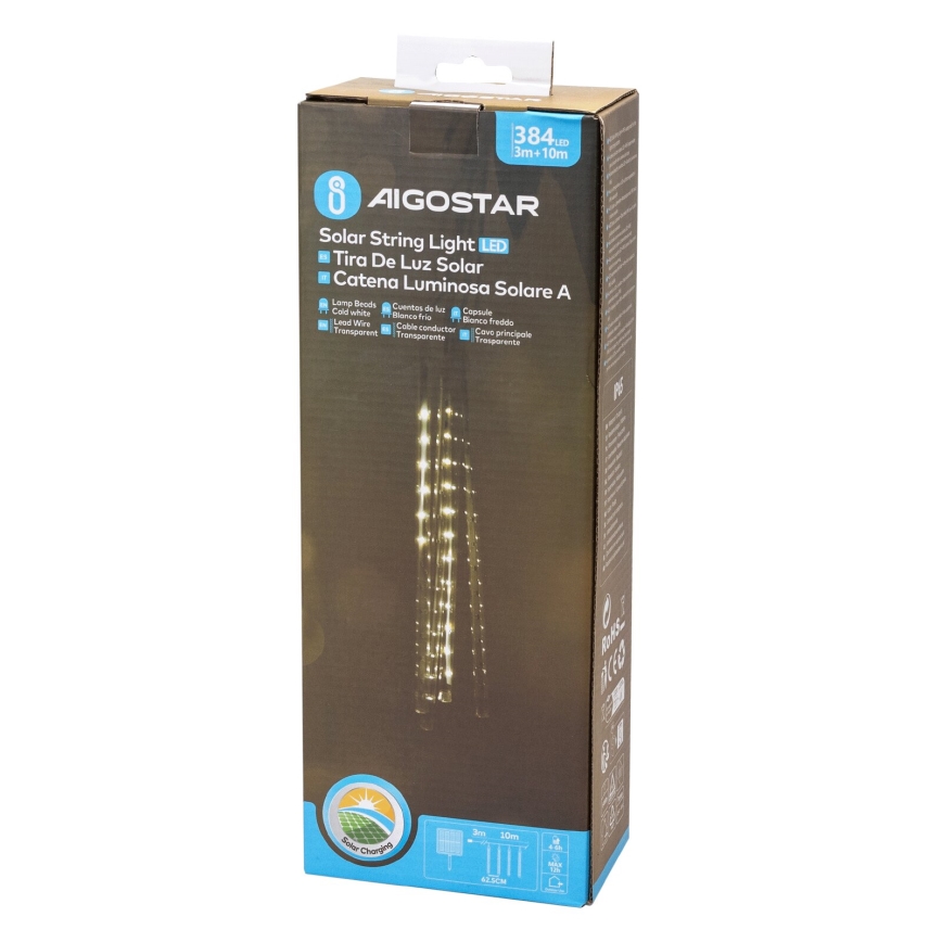 Aigostar - LED Solar Christmas chain 384xLED/13m IP65 cool white