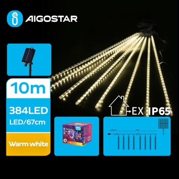 Aigostar - LED Solar Christmas chain 384xLED/13m IP65 warm white