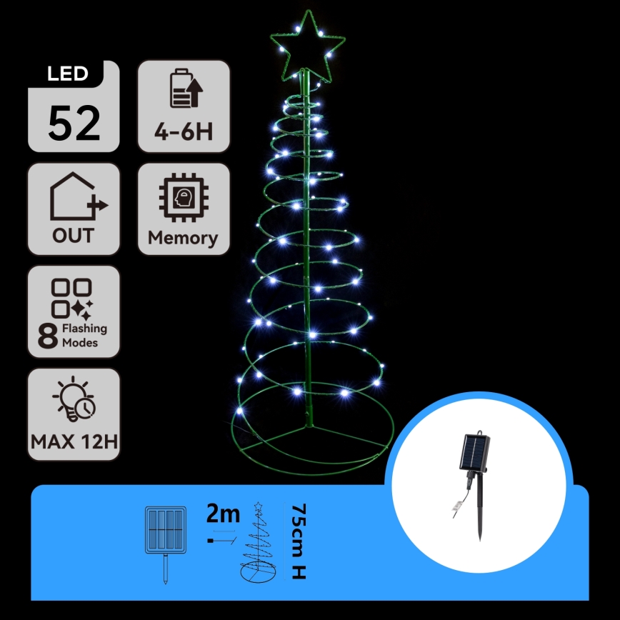 Aigostar - LED Solar Christmas decoration LED/0,26W/3,7V 75cm IP65 500 mAh cool white