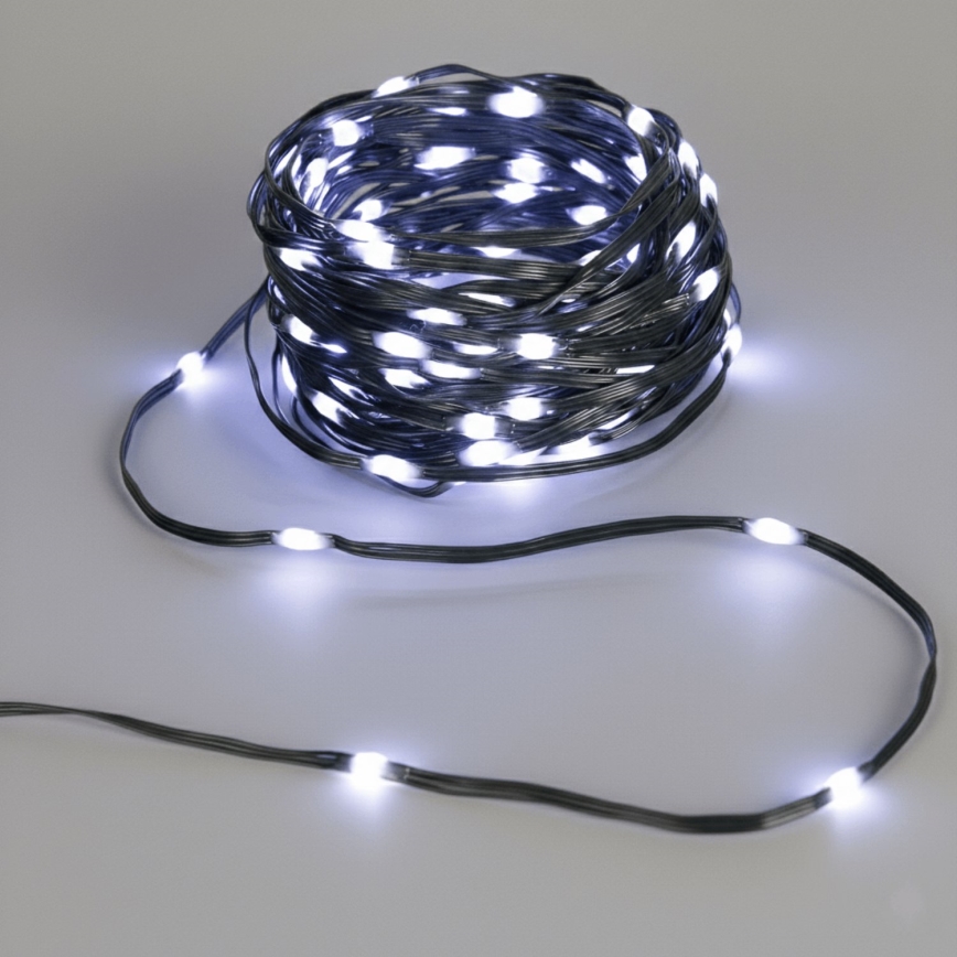 Aigostar - LED Solar Christmas String Lights, 300 LEDs / 8 Modes, 32 m, IP65, Cool White, 1200 mAh