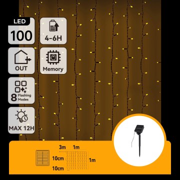Aigostar - LED Solar Christmas String Lights 100xLED/8 functions 4x1m IP65 warm white 800 mAh
