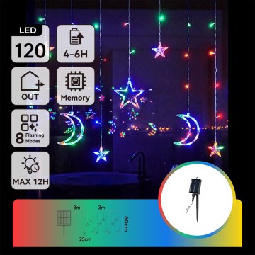 Aigostar - LED Solar Christmas String Lights 120 LEDs / 8 functions, 3 x 0.6 m, 500 mAh, IP65, multicolor