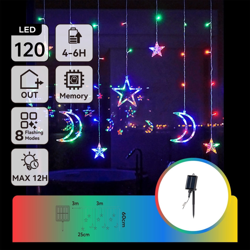 Aigostar - LED Solar Christmas String Lights 120xLED/8 functions 3x0,6 m 500 mAh IP65 multicolor