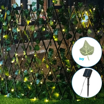 Aigostar - LED Solar Decorative Lights 102xLED/2x0,7m IP65 300 mAh Warm White Ivy