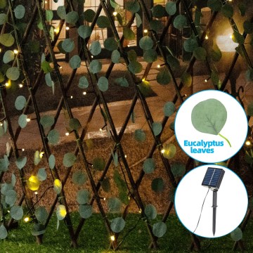 Aigostar - LED Solar Decorative Lights, 148 LEDs, 2x1.2 m, IP65, 300 mAh, Warm White, Eucalyptus