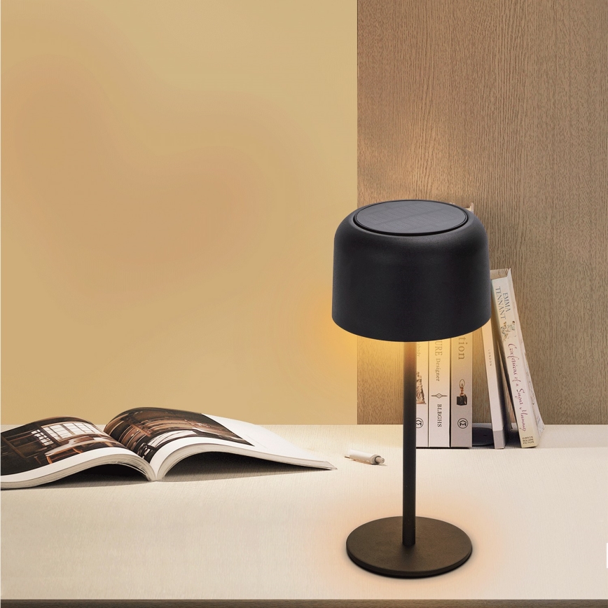 Aigostar - LED Solar dimmable rechargeable table lamp LED/3W/5V 2200mAh black IP54