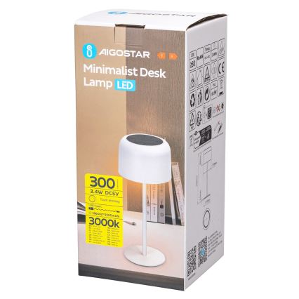 Aigostar - LED Solar dimmable rechargeable table lamp LED/3W/5V 2200mAh white IP54