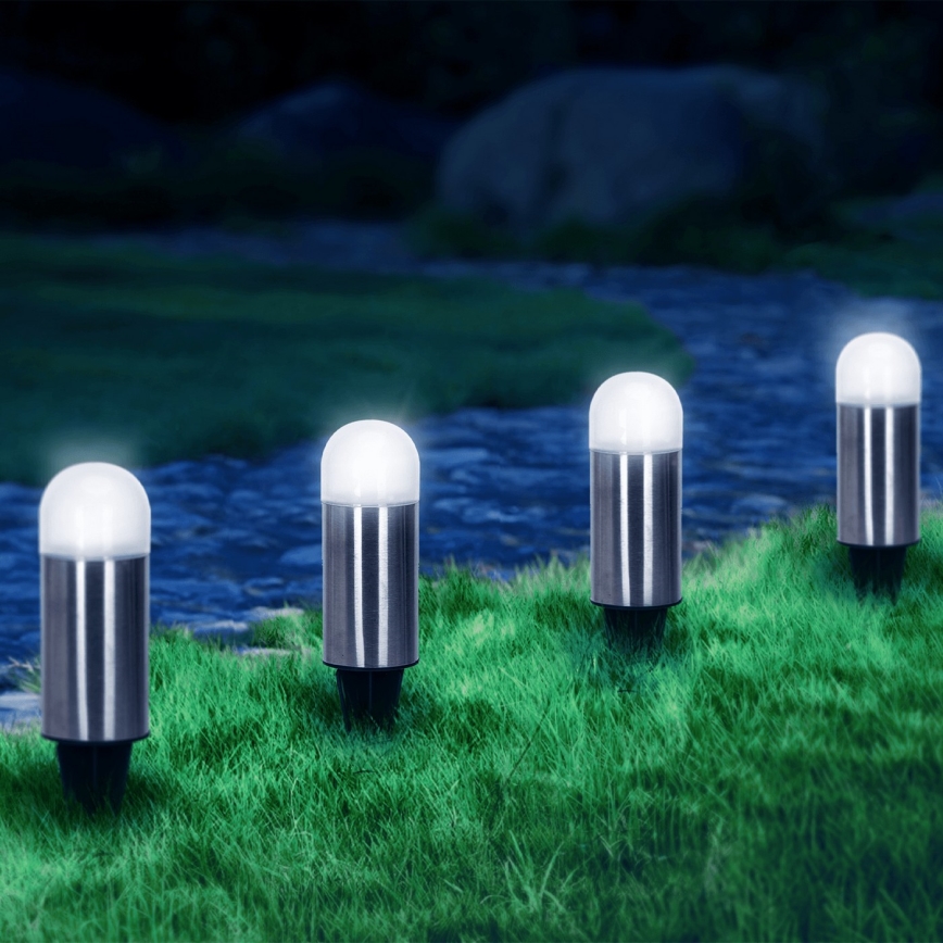Aigostar - LED Solar lamp LED/0,006W/1,2V 20cm matte chrome 40 mAh 6500K IP44