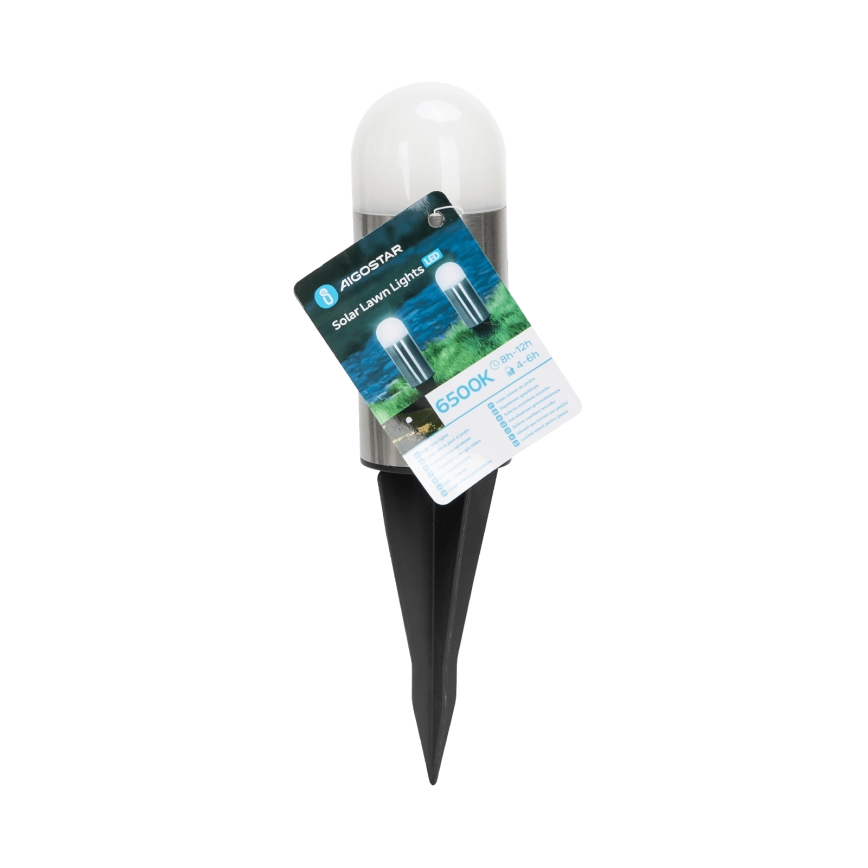 Aigostar - LED Solar lamp LED/0,006W/1,2V 20cm matte chrome 40 mAh 6500K IP44