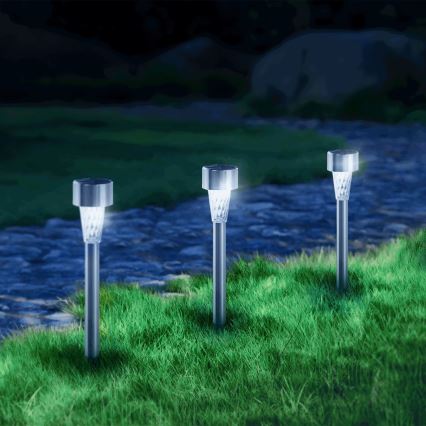 Aigostar - LED Solar lamp LED/0,006W/1,2V 29,5 cm matte chrome 6500K IP44