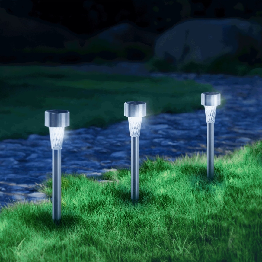 Aigostar - LED Solar lamp LED/0,006W/1,2V 29,5 cm matte chrome 6500K IP44