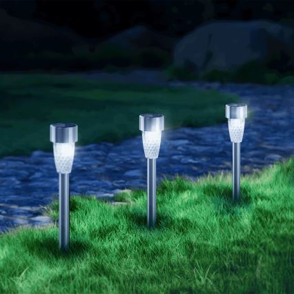 Aigostar - LED Solar lamp LED/0,006W/1,2V 29,7 cm matte chrome 6500K IP44