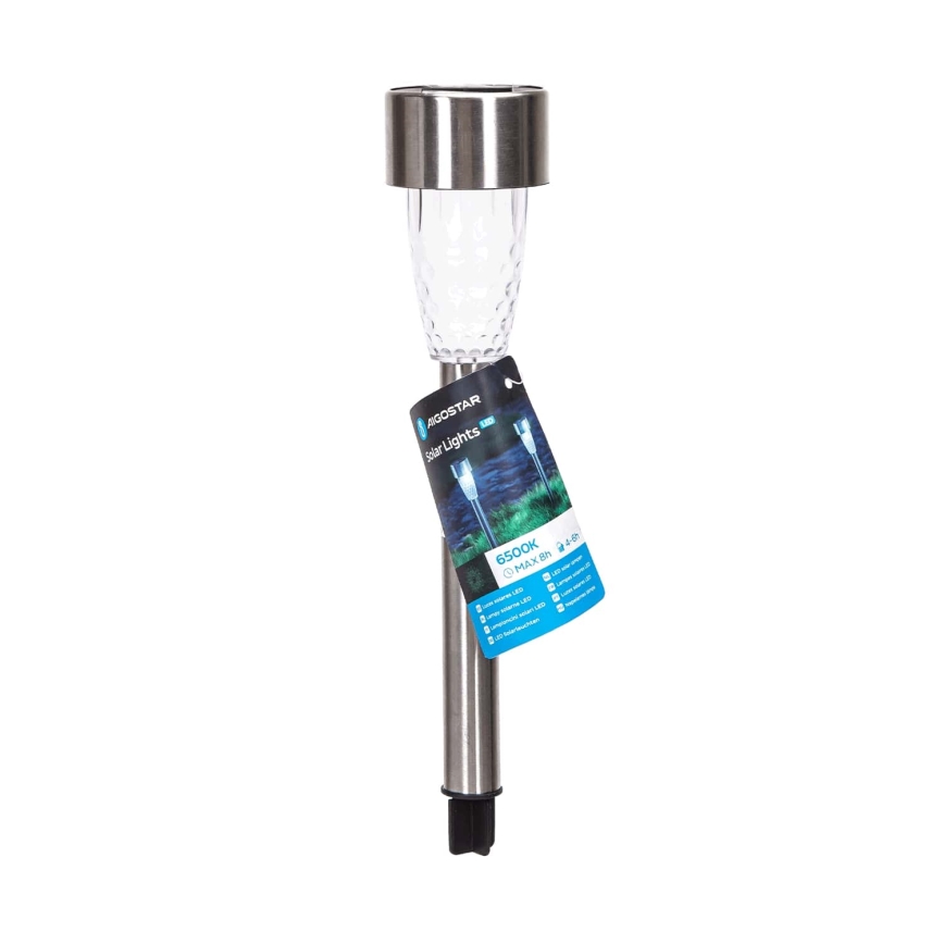 Aigostar - LED Solar lamp LED/0,006W/1,2V 29,7 cm matte chrome 6500K IP44