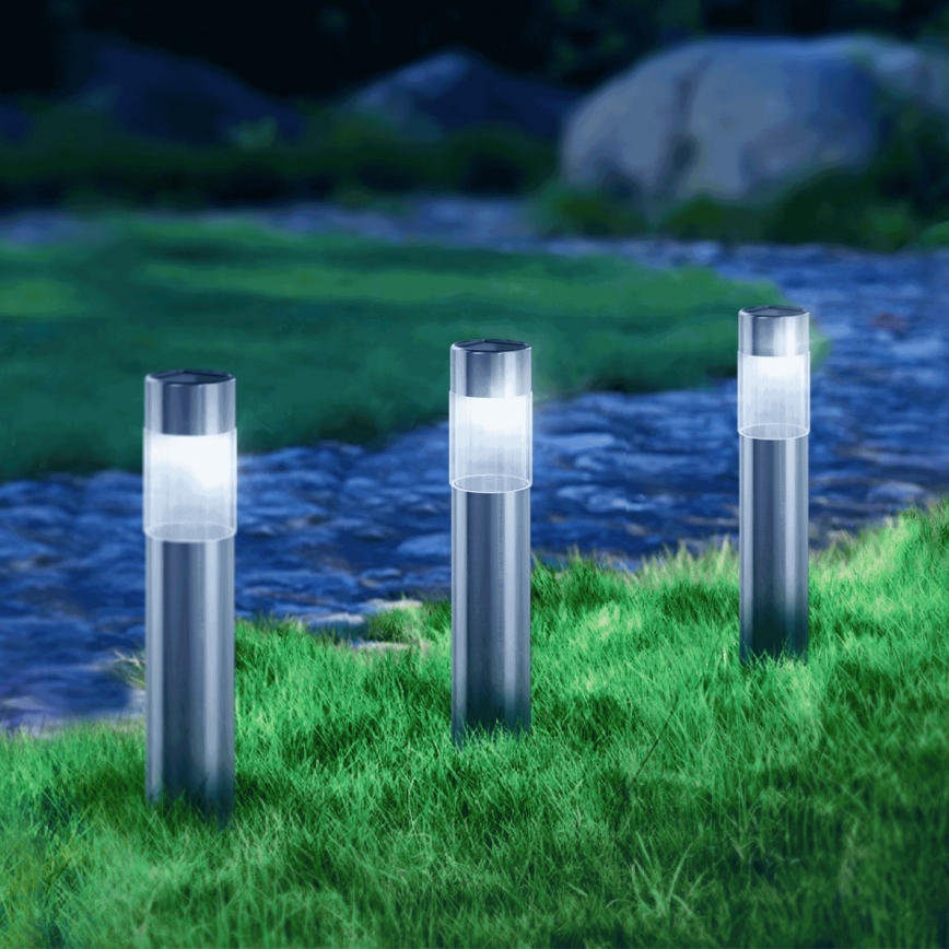 Aigostar - LED Solar lamp LED/0,006W/1,2V 31,5 cm matte chrome 6500K IP44