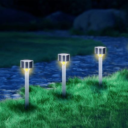 Aigostar - LED Solar lamp LED/0,006W/1,2V 32cm matte chrome 2700K IP44