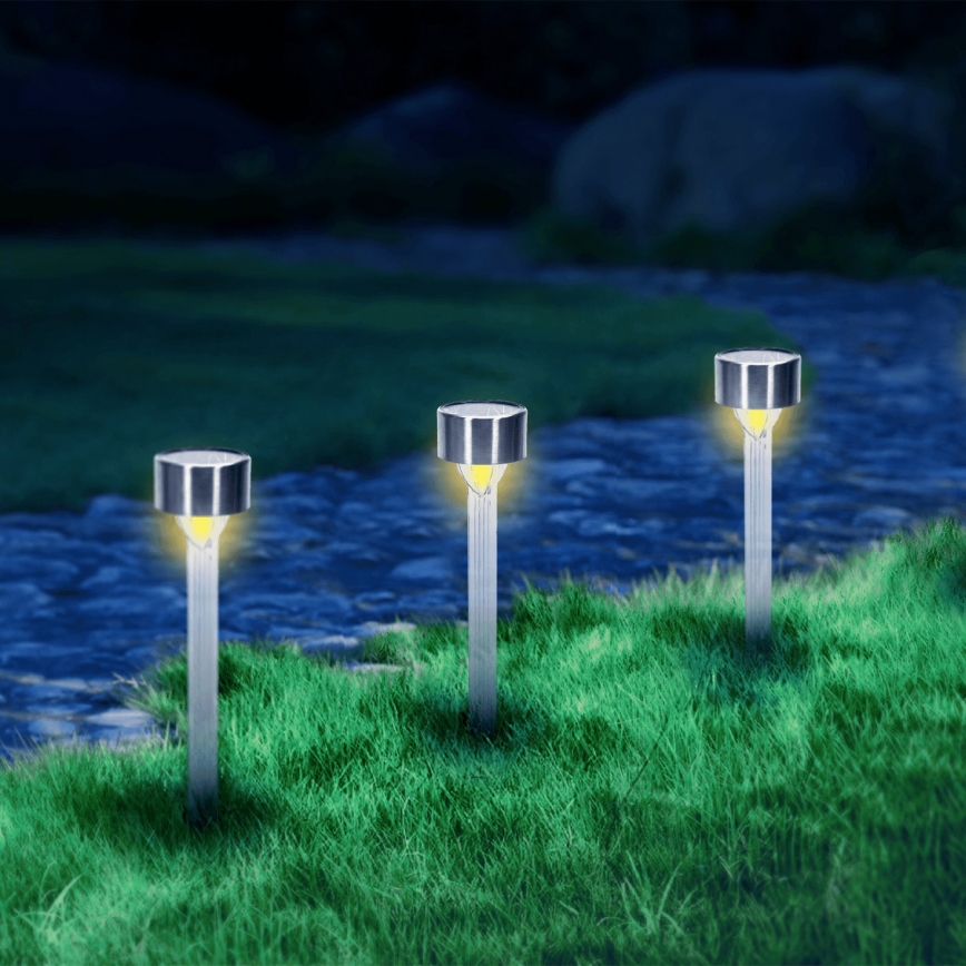 Aigostar - LED Solar lamp LED/0,006W/1,2V 32cm matte chrome 2700K IP44