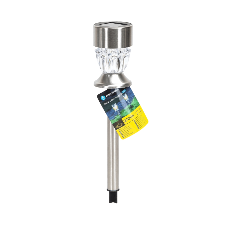 Aigostar - LED Solar lamp LED/0,006W/1,2V 35,5cm matte chrome 2700K IP44