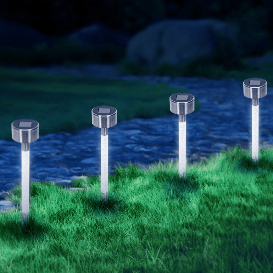 Aigostar - LED Solar lamp LED/0,006W/1,2V 36,7cm matte chrome 6500K IP44