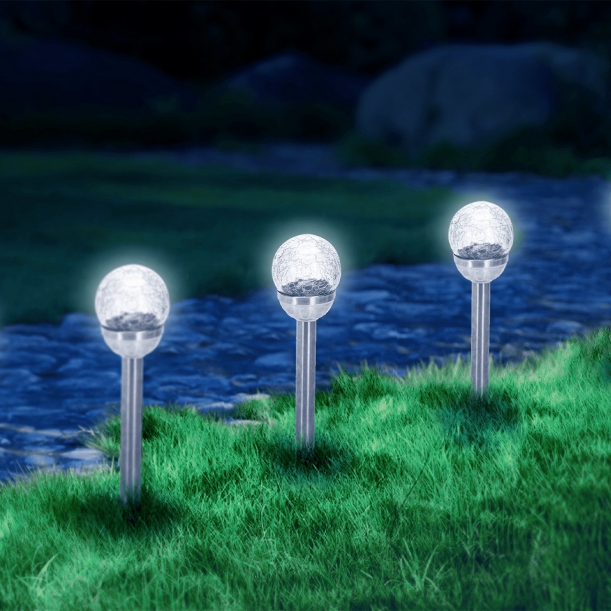Aigostar - LED Solar lamp LED/0,006W/1,2V 37,8cm matte chrome 6500K IP44