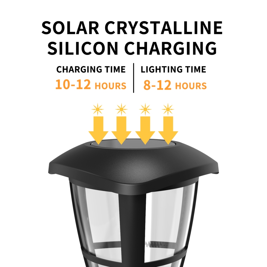 Aigostar - LED Solar lamp LED/0,06W/2V 100 mAh 33,8 cm 6500K IP44 black