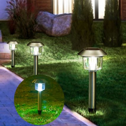 Aigostar - LED Solar lamp LED/0,08W/2V 36,6 cm 3000K IP44 matte chrome