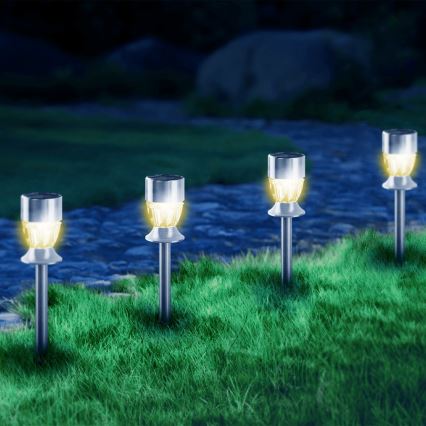 Aigostar - LED Solar Lamp, 1.2 lm, 1.2 V, 35.5 cm, Matte Chrome, 2700 K, IP44, 100 mAh
