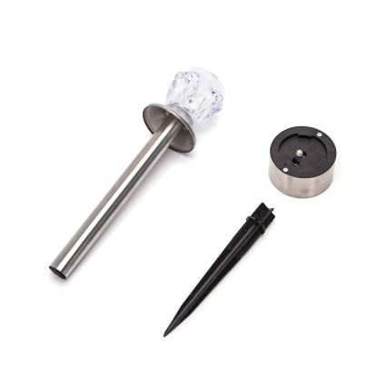 Aigostar - LED Solar Lamp, 1.2 lm, 1.2 V, 35.5 cm, Matte Chrome, 2700 K, IP44, 100 mAh