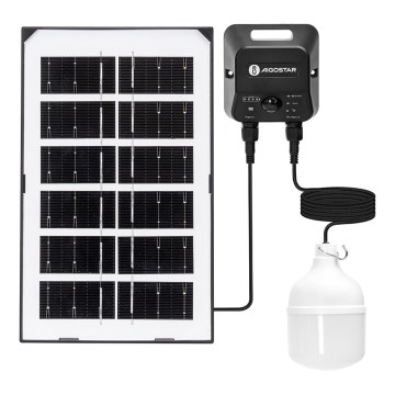 Aigostar - LED Solar Lantern with Sensor LED / 35W / 12V, 3000 mAh, 6500K, IP65, Ø 10 cm + Remote Control