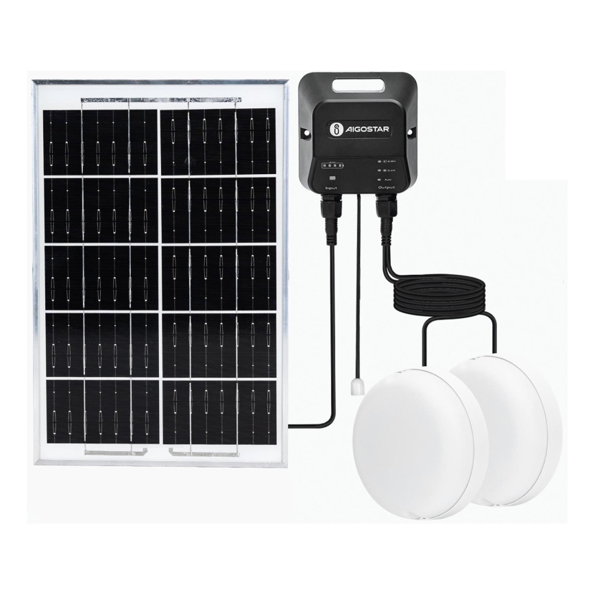 Aigostar - LED Solar light 2xLED/35W/12V 6000 mAh 6500K d. 16,8 cm + remote control