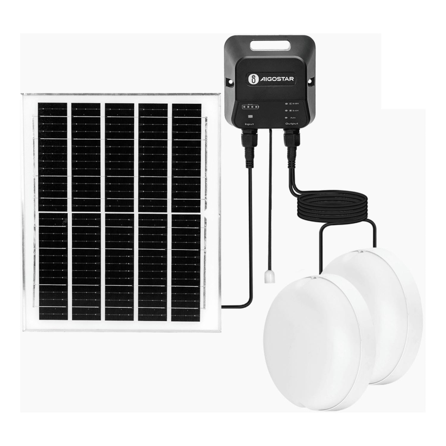 Aigostar - LED Solar light 2xLED/70W/12V 12000 mAh 6500K d. 20,5 cm + remote control
