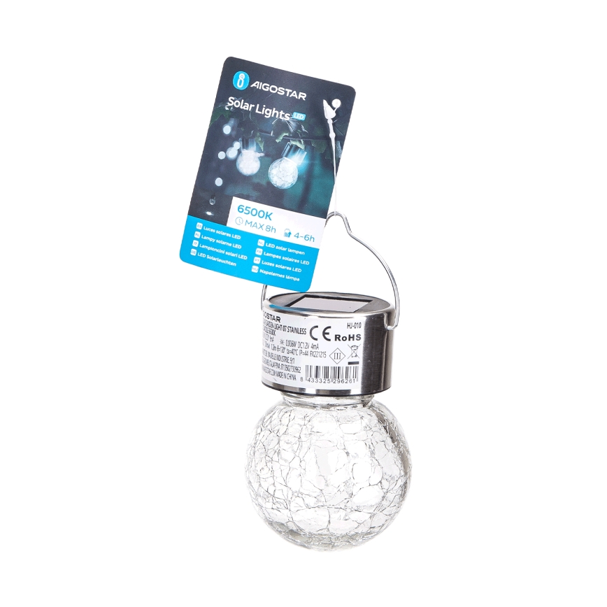 Aigostar - LED Solar light LED/0,006W/1,2V d. 6 cm 100 mAh 6500K IP44