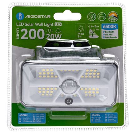 Aigostar LED Solar Light with Sensor 3.7V 6500K 500 mAh IP65 Black