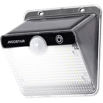 Aigostar - LED Solar Light with Sensor LED/3,7V 6500K 1200 mAh IP65 black