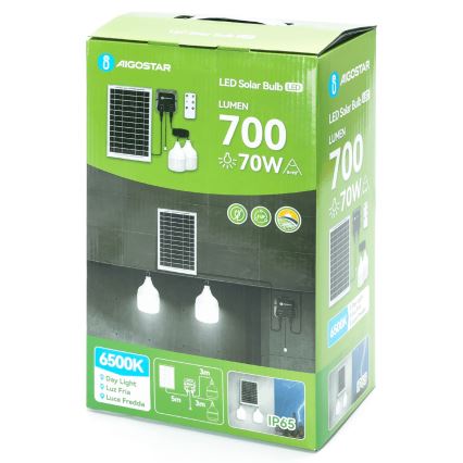 Aigostar - LED Solar Pendant Light 2x LED / 35W / 12V, 6000 mAh, 6500K, IP65, diam. 10 cm + remote control