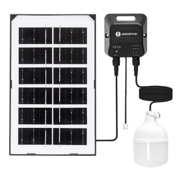 Aigostar - LED Solar Pendant Light 35W / 12V / 3000 mAh / 6500K / IP65 / Ø 10 cm + remote control