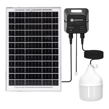 Aigostar - LED Solar Pendant Light LED/70W/12V 6000 mAh 6500K IP65 Ø 12 cm + remote control