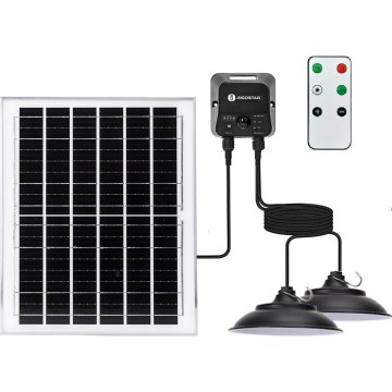 Aigostar - LED Solar Pendant Light with Built-In Sensor 2xLED/70W/12V 12000 mAh 6500K IP65 Ø 23,5 cm + Remote Control
